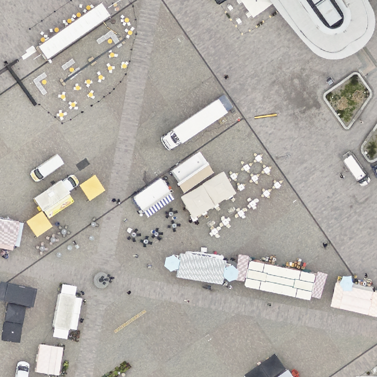 Torikahvila Kisälli: terassi ilmakuvassa, Turku