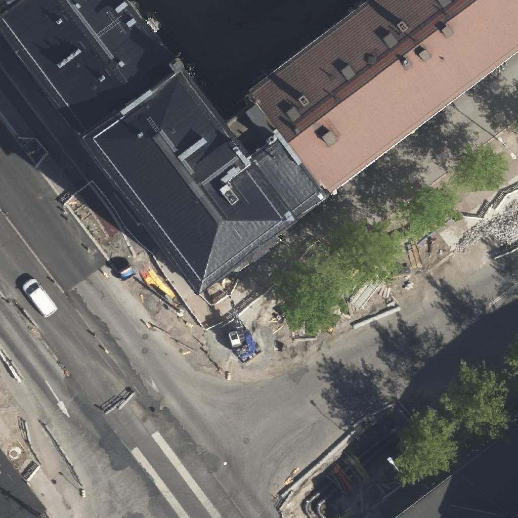 Hesburger Töölö Mannerheimintie 19: terassi ilmakuvassa, Helsinki