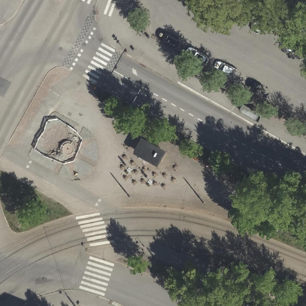 Puukioski Munkkiniemi: terassi ilmakuvassa, Helsinki
